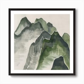 Japanese Watercolour Of Mount Ontake 6 Art Print