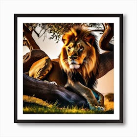 Lion In The Tree 14 Art Print