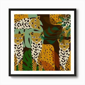 Jaguar Plants Botanical Boho Art Print