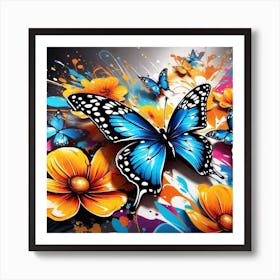 Butterflies And Flowers 6 Art Print