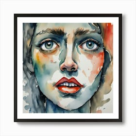 Watercolor Of A Woman'S Face 5 Art Print