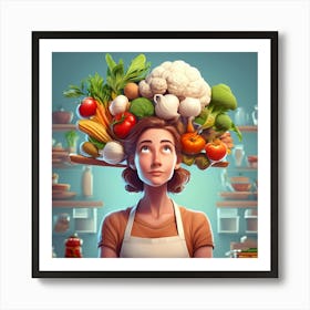 Woman With Vegetables On Her Head 2 Poster