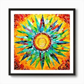 Mosaic Sun A Sun Created From A Mosaic Of Small Tiles 17 Art Print