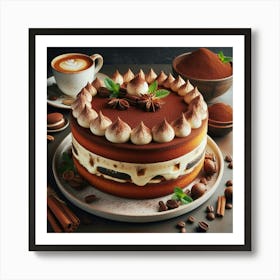 Chocolate Cake With Coffee 2 Art Print