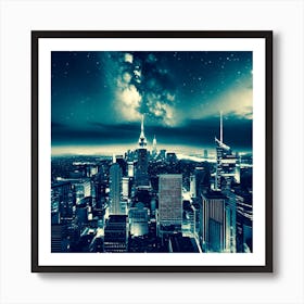 New York City At Night 37 Art Print