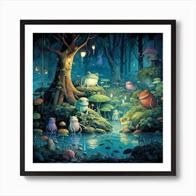 Frogs In The Forest 3 Art Print