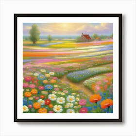 Bloemenzee Dutch For Sea Of Flowers Fields Of Flowers In A Dreamlike State With Swirling 5 Art Print