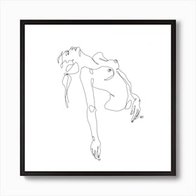Girl From The Coffee Shop Square Line Art Print
