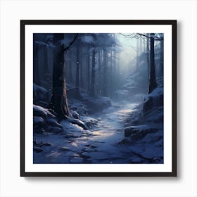 Snowy Forest Path Art Print
