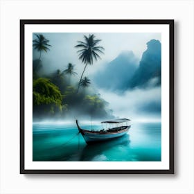 Firefly A Boat On A Beautiful Mist Shrouded Lush Tropical Island 12624 (2) Art Print