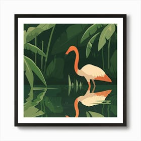 Flamingo In The Jungle Art Print