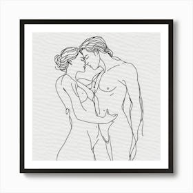Couple Kiss drawing Art Print