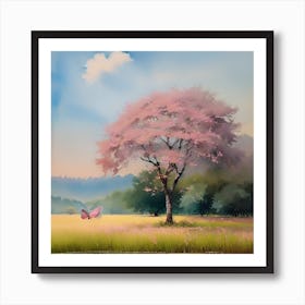 Pink Blossom Tree Art Print