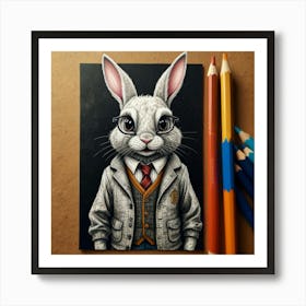 Rabbit In Suit 1 Art Print