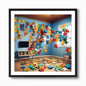 Puzzle Pieces In A Room Art Print
