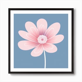 A White And Pink Flower In Minimalist Style Square Composition 311 Art Print