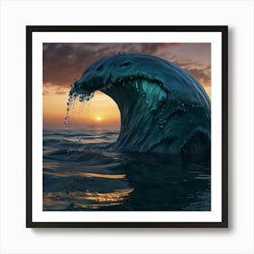 Ocean Wave At Sunset Art Print