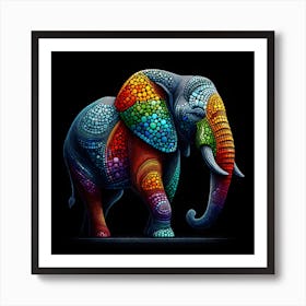 Colourful Elephant mosaic art Art Print