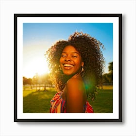 Young African American Woman Smiling 1 Art Print