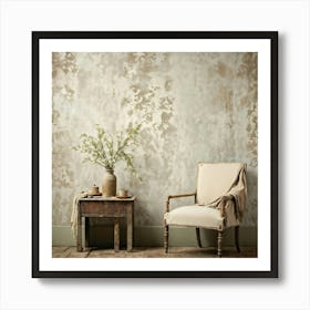 Ancient Pattern Wallpaper Featuring Clean Empty Sheets Blanketed Across A Wall Mimicking Aged Card (3) Art Print