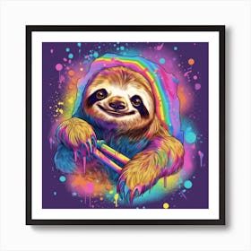 Rainbow Sloth Pop Art Print