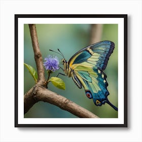 Butterfly On A Branch Art Print