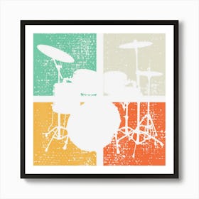 Drummer Drumset Gift Vintage Art Print