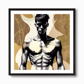 The Male Illustrations Athletic MaleWith No Shirt Art Print