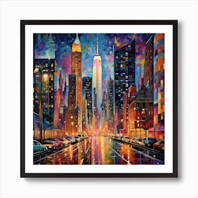 New York City At Night 3 Art Print