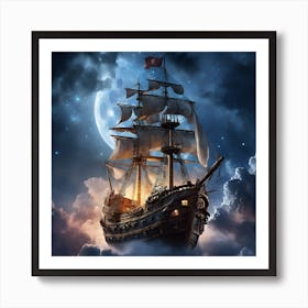 Pirate Ship In The Sky Art Print