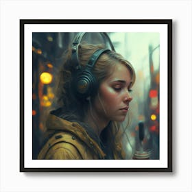 Girl Listening To Music 1 Art Print
