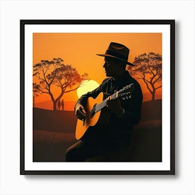 Sunset Acoustic Guitar 2 Art Print