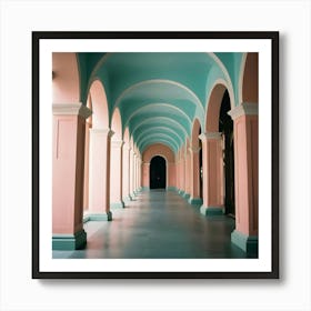 Pink And Blue Hallway 4 Art Print