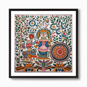 Indian Painting, Indian Art, Indian Painting, Indian Painting Madhubani Painting Indian Traditional Style Art Print