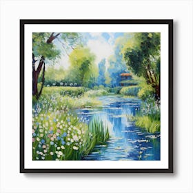 Brushstroke Breeze: Van Gogh's Riverside Serenade Art Print