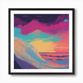 Minimalism Masterpiece, Trace In The Waves To Infinity + Fine Layered Texture + Complementary Cmyk C (23) Art Print