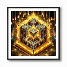 Golden Cube 5 Art Print