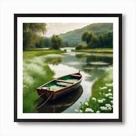 Small Boat On A River Art Print