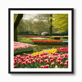 Tulip Garden In The Netherlands 1 Art Print