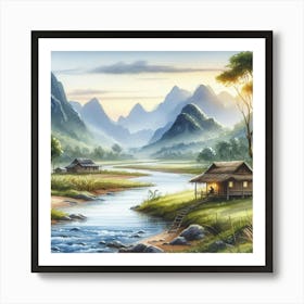 Asian Landscape Painting Art Print