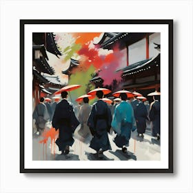 Kyoto in the Rain Art Print