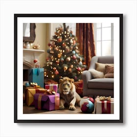 Christmas Lion Art Print