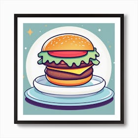 Hamburger On Plate 4 Art Print