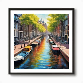 Sunny Canals Cape Vibrant Amsterdam Summer Art Print 0 Art Print