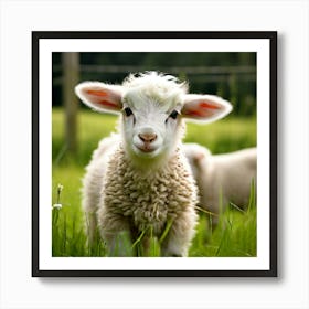 Young Cute Grass Farming Animal Farm Field Fur Wool Farm Animal Baby Countryside Little (5) Art Print