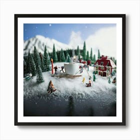 Firefly Mini, Ski, Resort, Cup, Tiny, Skiers, Snowboarders, Gliding, Snowy, Mountainsides, Ski Lifts (3) Poster