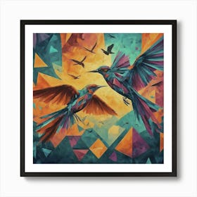 Hummingbirds art print Art Print