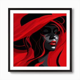 Black Woman In Red Hat 1 Art Print