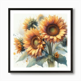 Sunflowers in water color 1 Art Print