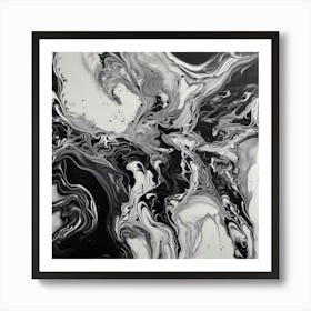 Black And White Marble Painting Art Print